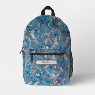 Mochila impresa de un resumen azul turbio