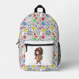 Mochila Impresa De vuelta a la escuela. Chica escolar