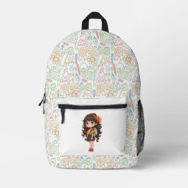 Mochila Impresa De vuelta a la escuela. Chica escolar