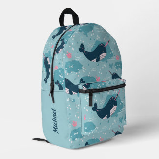 Mochila Impresa De Vuelta A La Escuela - Cute Narwhal Personalizad