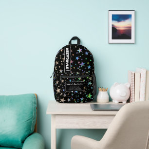 Mochila Impresa De vuelta a la escuela Faux Holographic Rainbow St