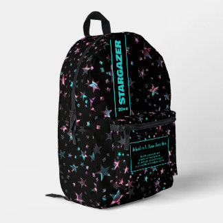Mochila Impresa De Vuelta A La Escuela Rosa Azul Neon Rave Starry 