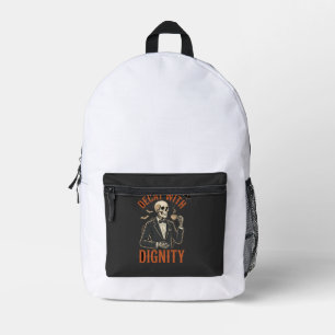 Mochila Impresa Decaer con dignidad esqueleto vintage café Hallowe
