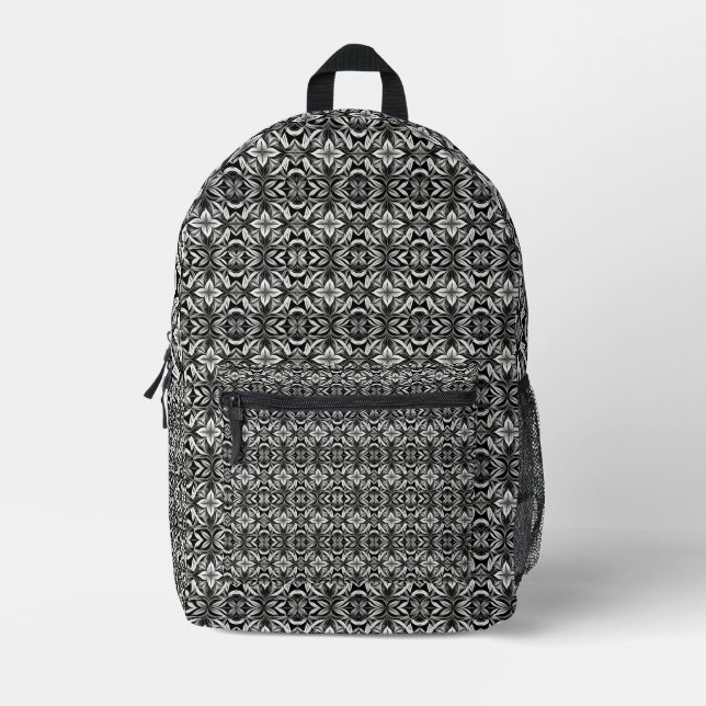 Mochila Impresa Deco de lujo negro y blanco (Anverso)