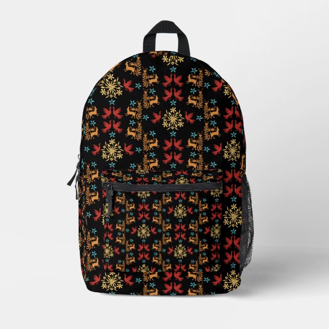 Mochila Impresa Decoración Otomi Mexicana (Anverso)
