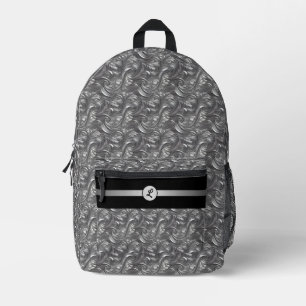 Mochila Impresa Decorativo Personalizado Gris Plata y Negro