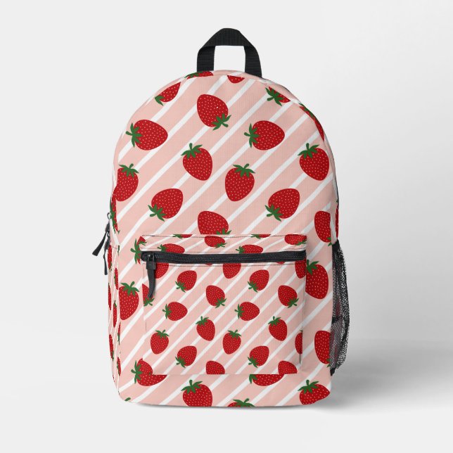 Mochila Impresa Dedo de la franja de fresa (Anverso)