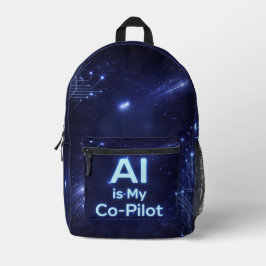 Mochila Impresa Deep space navy and electric cyan AI art 