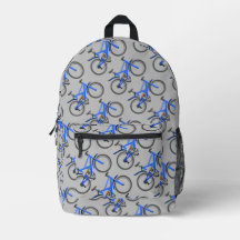 Mochila impresa del patrón de bicicleta azul