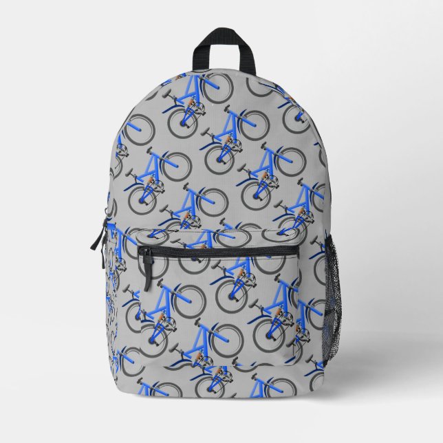 Mochila impresa del patrón de bicicleta azul (Anverso)