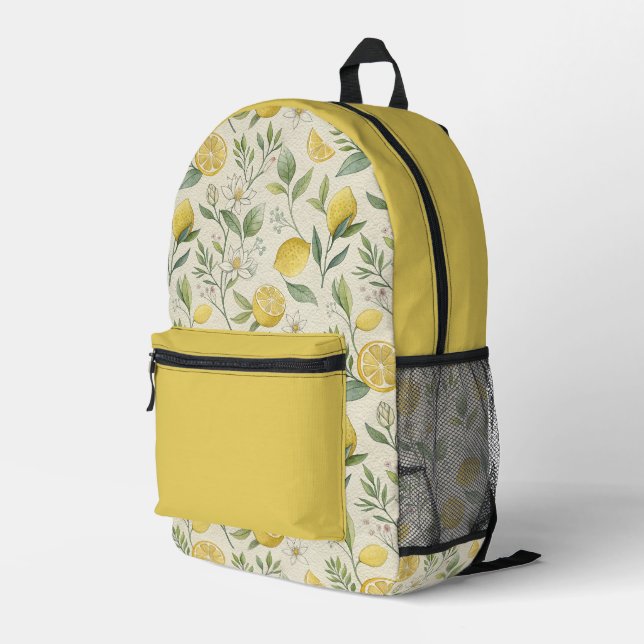 Mochila impresa del patrón de flores y lémines (Esquina derecha trasera )