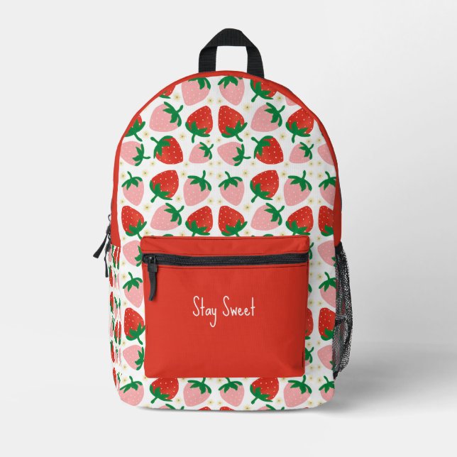 Mochila Impresa Delicias Dulces de Frutas Rojo (Anverso)