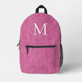 Mochila Impresa Denim rosa monograma inicial