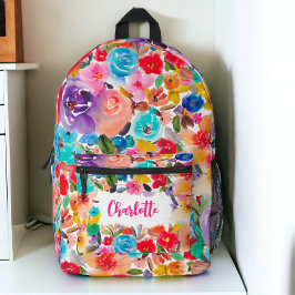 Mochila Impresa Denominación floral brillante botánica vintage