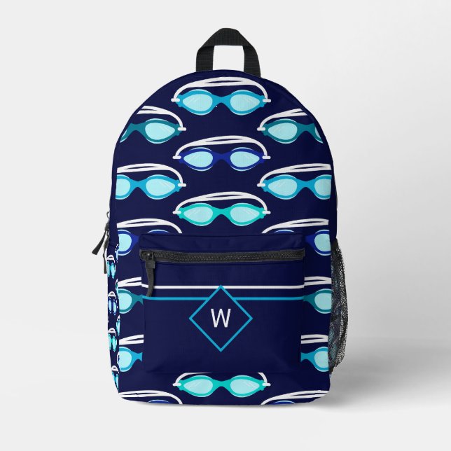 Mochila Impresa Deportes Azules Temáticos De Natación (Anverso)