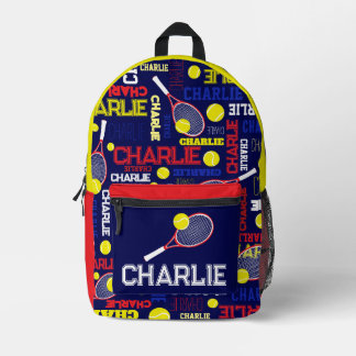 Mochila Impresa Deportes de tenis nombre de costumbre rojo azul bl