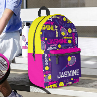 Mochila Impresa Deportes de tenis nombre personalizado amarillo az