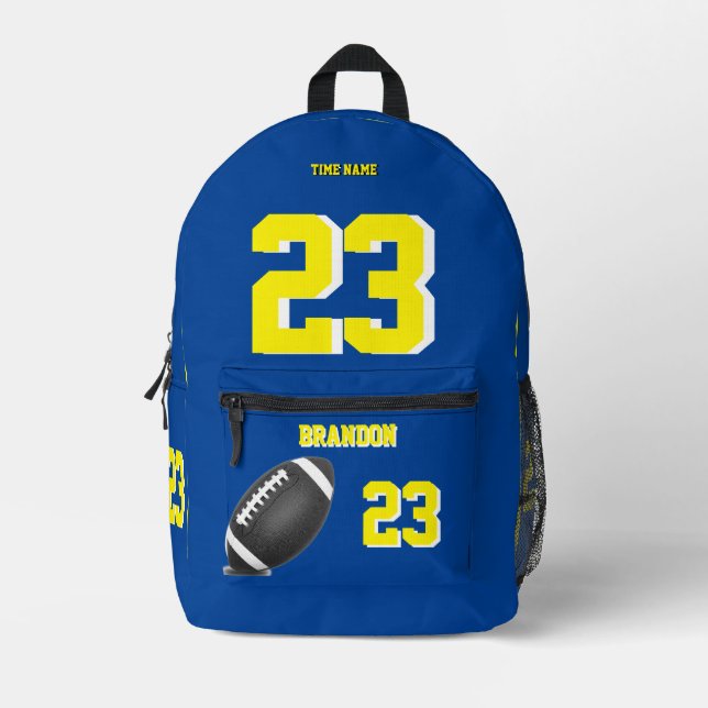 Mochila Impresa Deportes modernos de la escuela azul (Anverso)