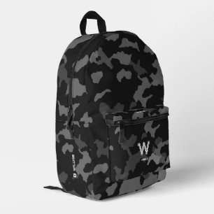 Mochila Impresa Deportivo Camo Elegante Camuflaje Monograma Negro 