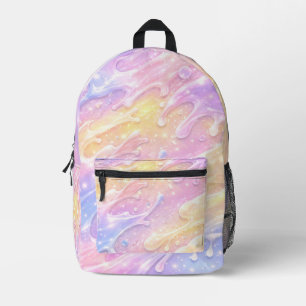 Mochila Impresa Derrames de Slime Pastel Cute Galaxia Holográfica