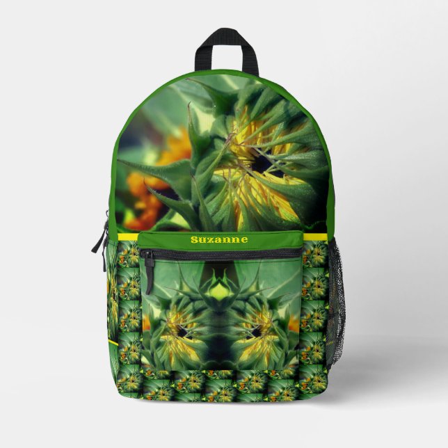 Mochila Impresa Desplegado de girasol personalizado (Anverso)