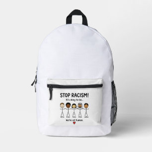 Mochila Impresa Detener el racismo somos todos humanos