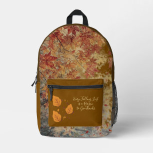 Mochila Impresa Día de Acción de Gracias, Hermosa Temporada de Hoj