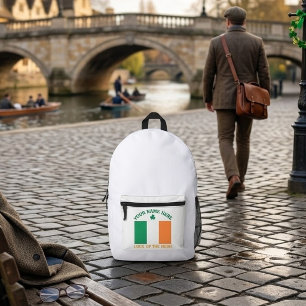 Mochila Impresa Día de San Patricio Bandera de Irlanda Nombre Pers