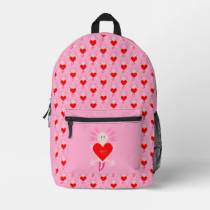 Mochila Impresa Día de San Valentín corazón de amor Axolotl Monogr