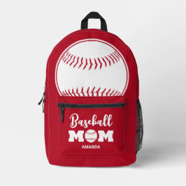 Mochila Impresa Día personalizado de la madre de beisbol