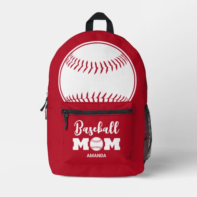 Mochila Impresa Día personalizado de la madre de beisbol (Anverso)