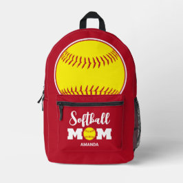 Mochila Impresa Día personalizado de la madre de los softball