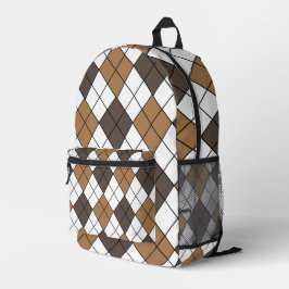 Mochila Impresa Diamante Marrón Argyle