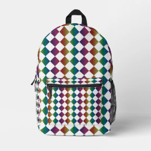 Mochila Impresa Diamante Multicolor Colorido Arlequín Ajedrez