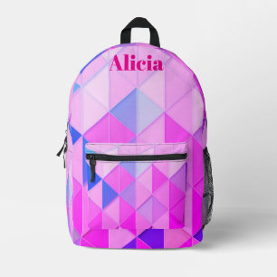 Mochila Impresa Diamantes Azules y Rosados