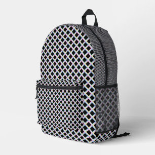Mochila Impresa Diamantes simétricos negros con marcos degradados