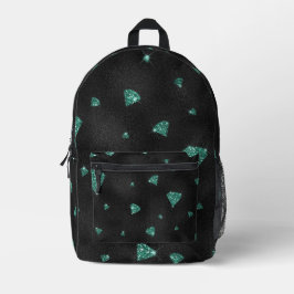 Mochila Impresa Diamantes verde azulados (aspecto Purpurina)