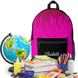 Mochila Impresa Diapositiva de fresa purpurina personalizada