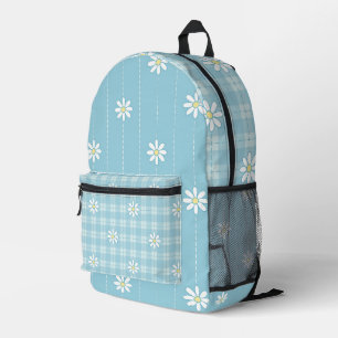 MOCHILA IMPRESA DÍAS BLANCOS CON PATRONES DE PLACA AZUL PASTEL
