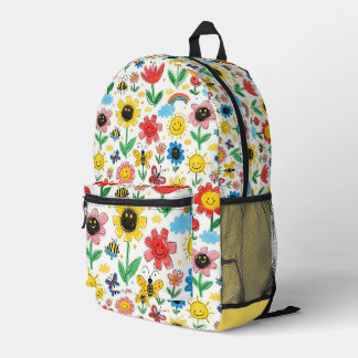Mochila Impresa Días felices - Flores alegres y patrones de amigos