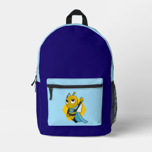 Mochila Impresa Dibujo animado de abeja superheroína