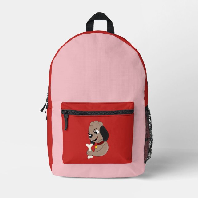 Mochila Impresa Dibujo animado de cachorro de perro lindo (Anverso)