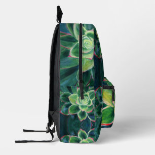 Mochila Impresa Dibujo de arte de suculentas verdes