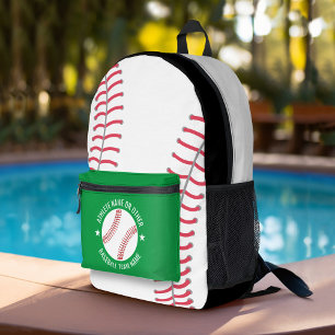 Mochila Impresa Dibujo de béisbol con nombre deportivo Personaliza