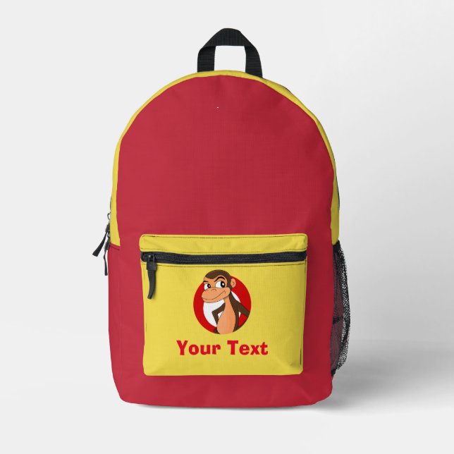Mochila Impresa Dibujo de chimpancé personalizado  (Anverso)