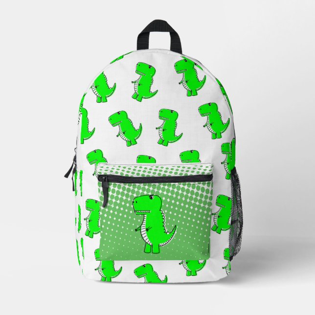 Mochila Impresa Dibujo de dinosaurios verdes (Anverso)