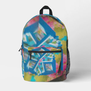 Mochila Impresa Dibujo de formas cuadradas azules