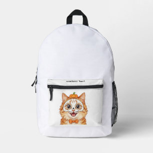Mochila Impresa Dibujo de gato naranja con pintura facial de esque