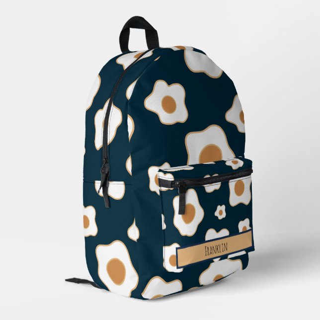 Mochila Impresa Dibujo de huevo I Nombre personalizado (Esquina izquierda trasera)