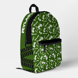 Mochila Impresa Dibujo de tractor verde y trigo personalizado
